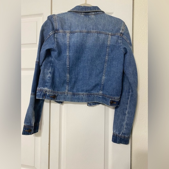 Free People Denim fades blue Jacket patchwork size XS - Picture 2 of 7